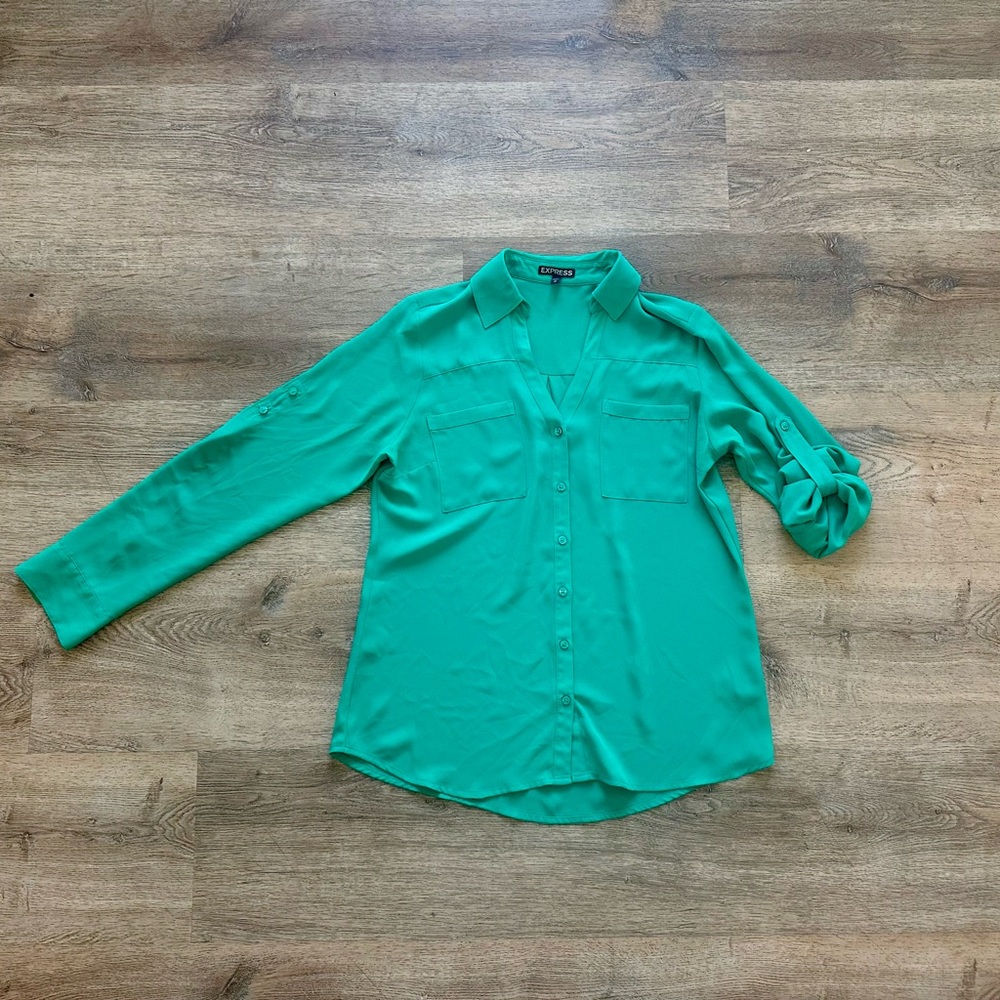 Women's Green Button-Up Blouse